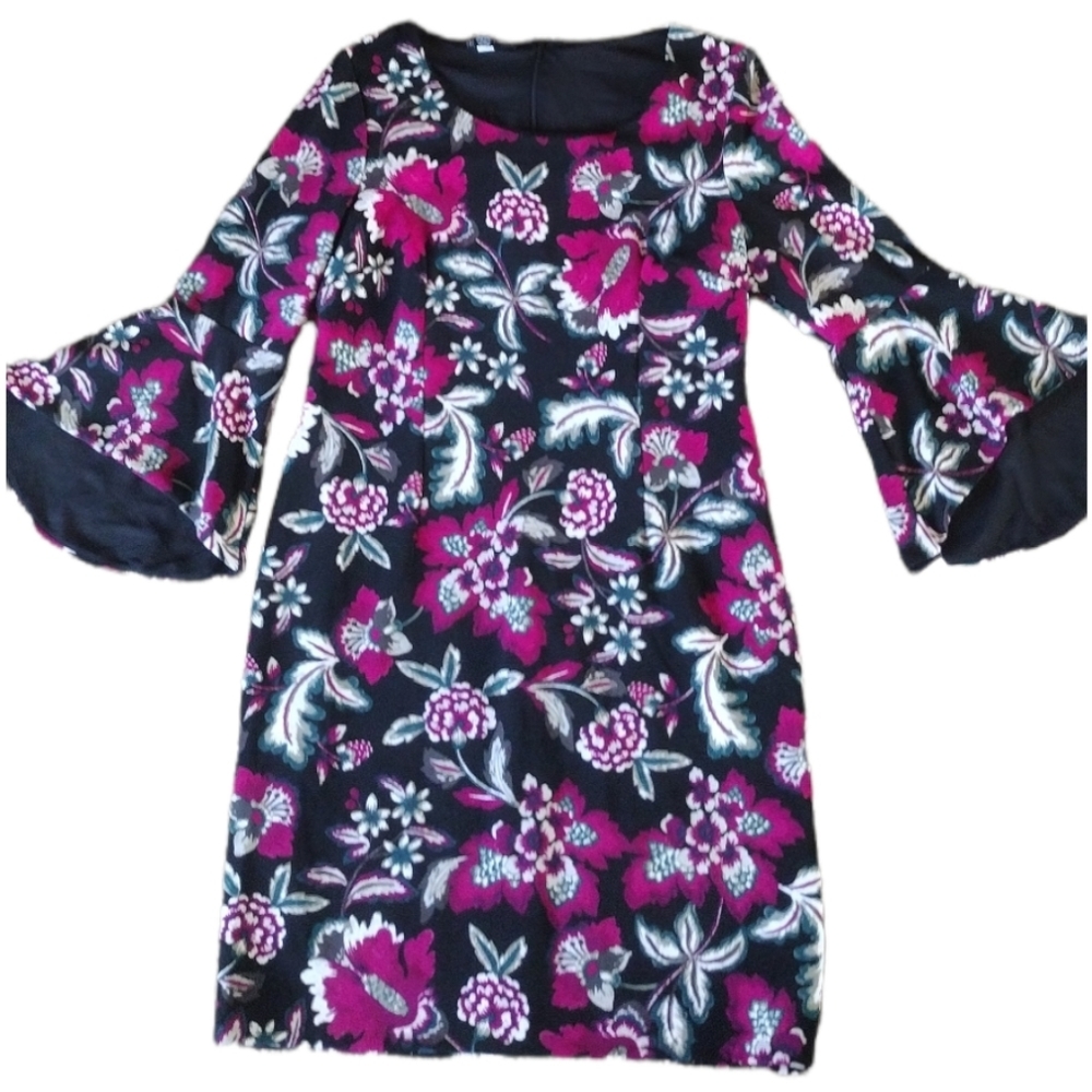 Dress floral bell sleeve large International Concepts inc